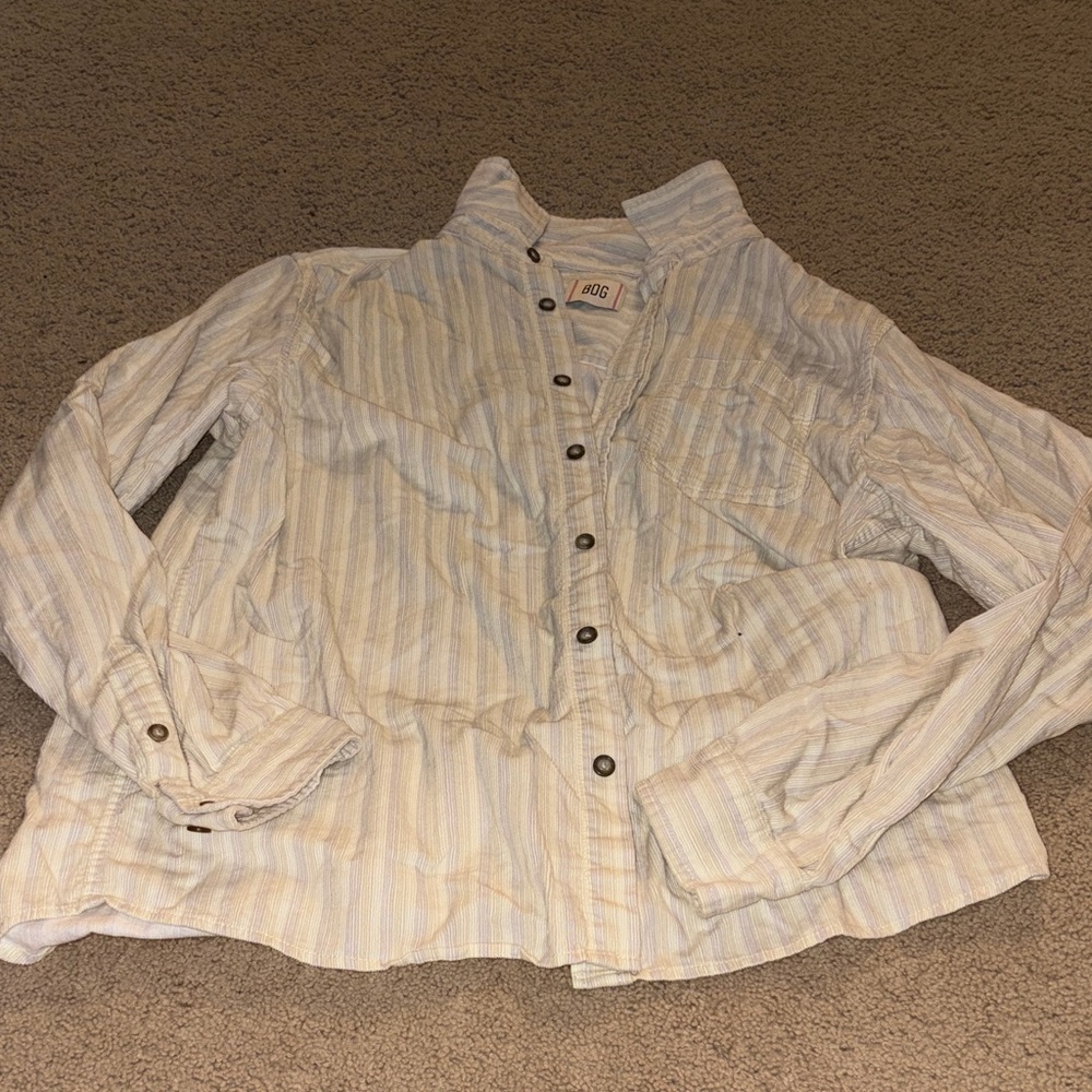 BDG Cream Striped Shirt